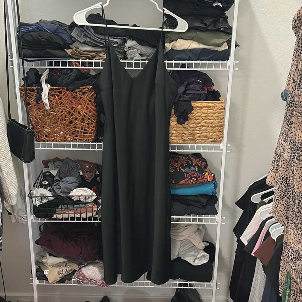 Black tank top dress, flowy material